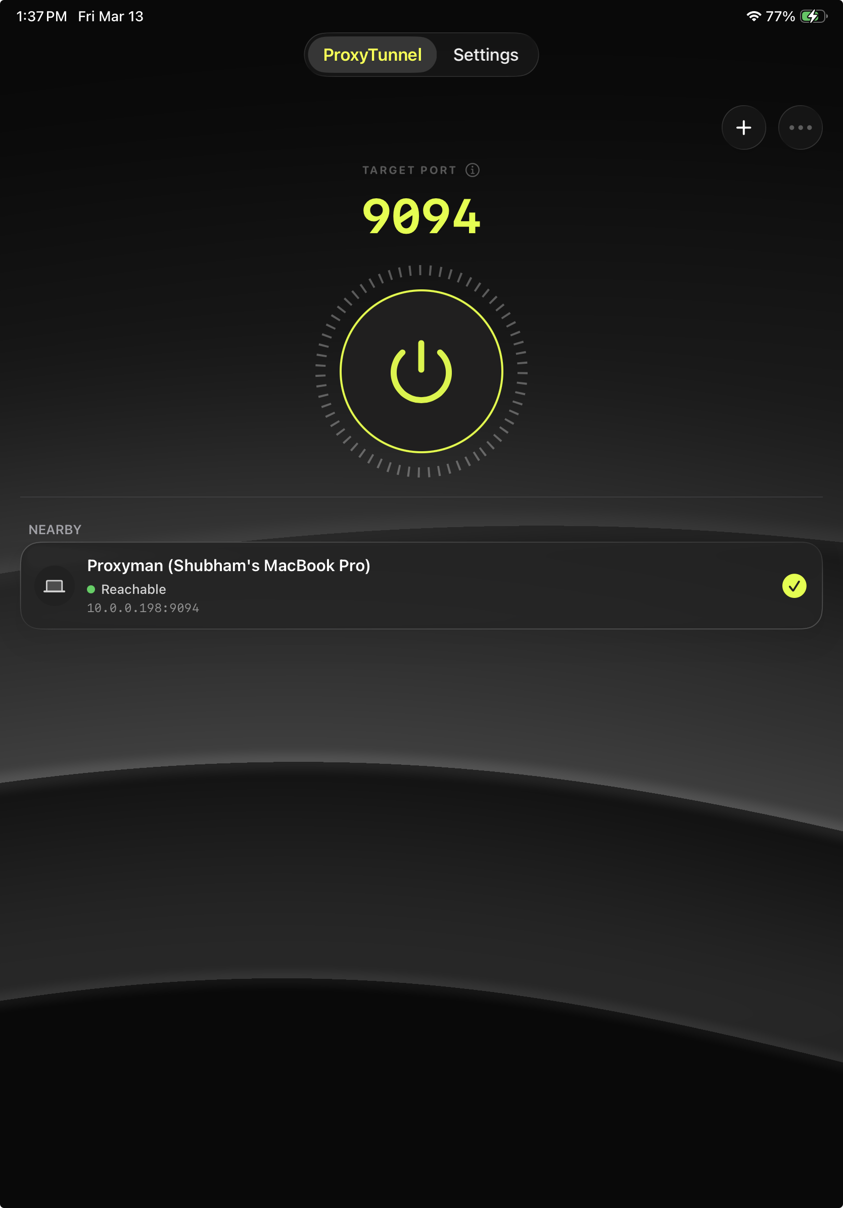 ProxyTunnel dashboard on iPad